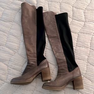 Free People Over Knee Taupe Boots
